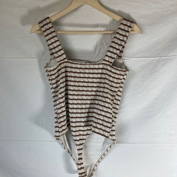 Show Me Your MuMu Roiry Caramel Striped Bodysuit Sz L - Picture 3 of 5